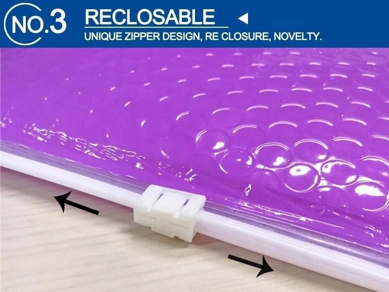 Glamorous Metallic Bubble Ziplock Bag Resealable Recycled LDPE Air Bubble Cushioned Zipper Bag