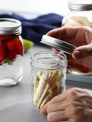 Empty Cone Shape Engraved Clear Glass Jam Honey Pickle Mason Jar with Sealed Lid