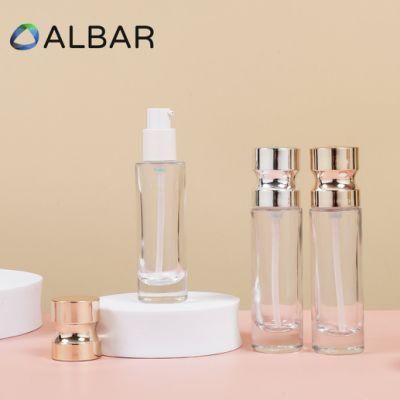 Thick Bottom Makeups Glass Bottles with Screw Liquid Pumps and Press Caps