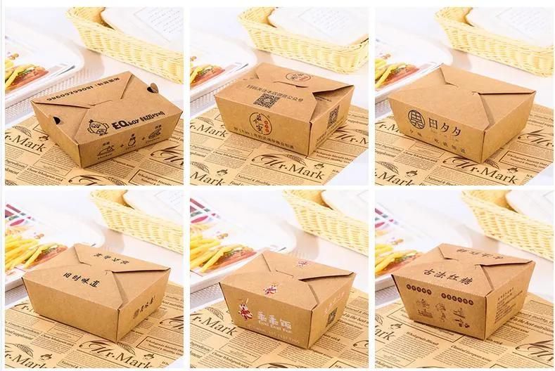 Custom 16oz 26oz 32oz Disposable Kraft Takeaway Rice Salad Food Packaging Container Takeout Hot Noodle Paper Box