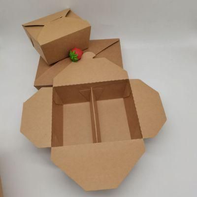 Paper Folding Lunch Box Disposable Food Container Biodegradable Packaging Box New Design Brown Kraft Takeaway Fast Food Package