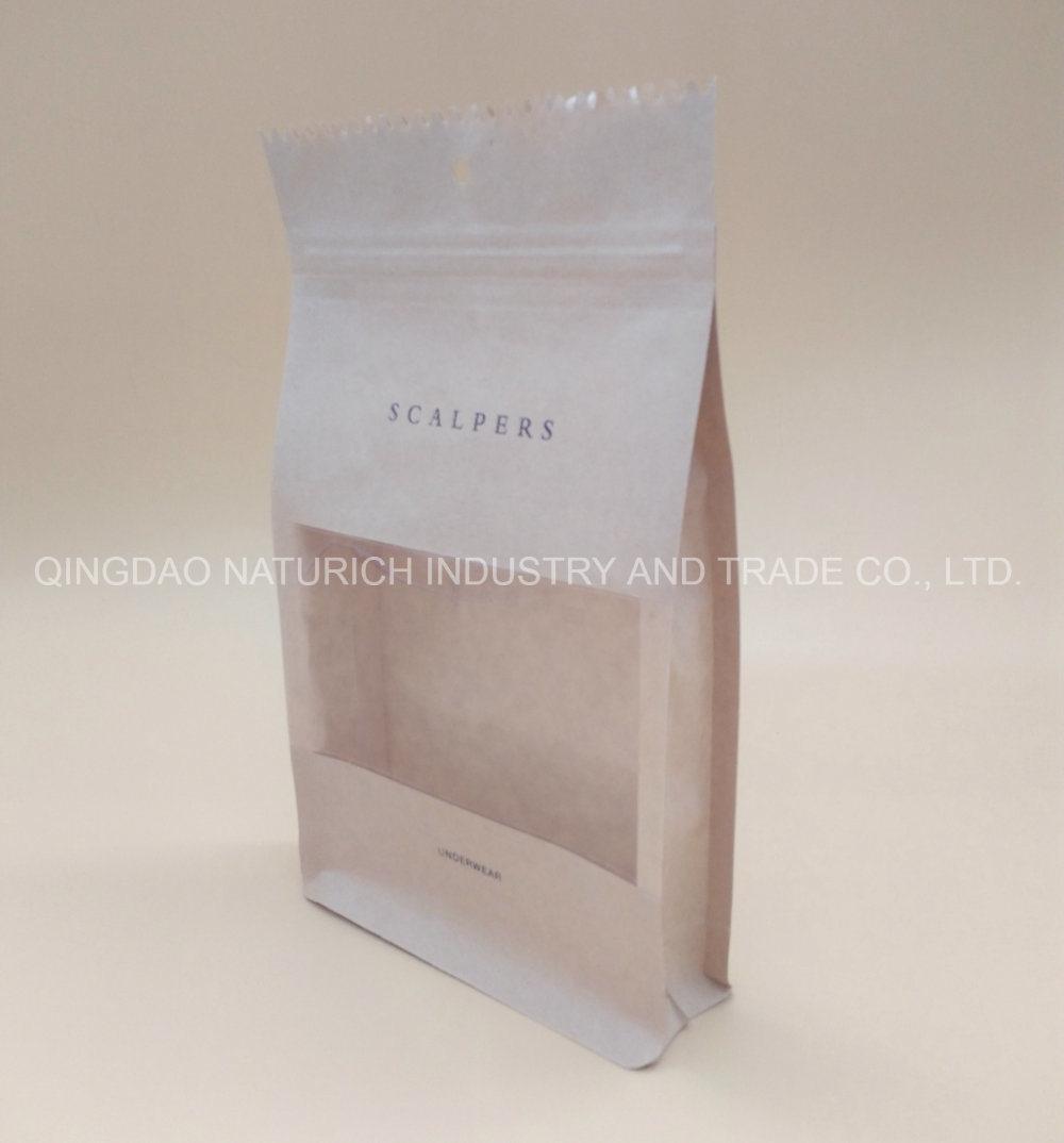 Flexo Printing Flat Bottom Paper Bag with Clear Arch Window