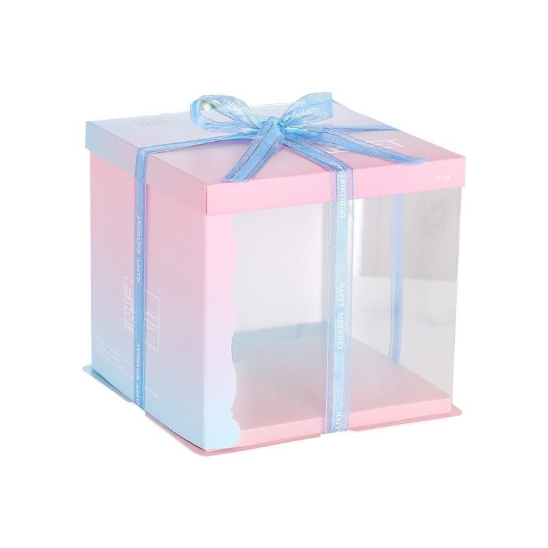 Clear Transparent Wedding Tall Cake Boxes Customizable Wholesale Bakery Cake High Quality Packaging Transparent Cake Box