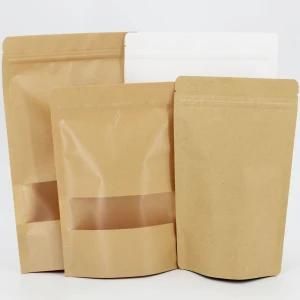 Custom Designed Food Grade Vertical Bag, Kraft Paper Bag, Transparent Window and Zipper Top