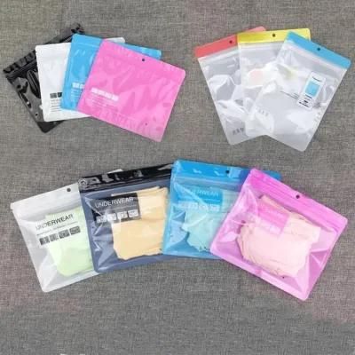 Custom Printed Compound Aluminum Foil Plastic Three Side Seal Underwear Packaging Bags with Hang Hole