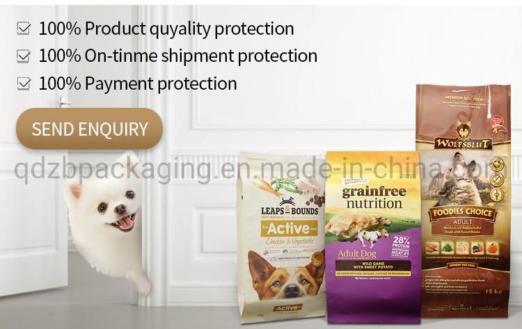 Custom Printing Pet Food Packaging Flat Bottom Bag with Zipper