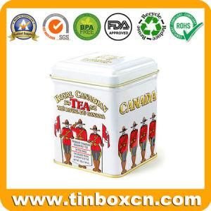 Square Tin Tea Can, Tea Caddy, Tin Tea Box
