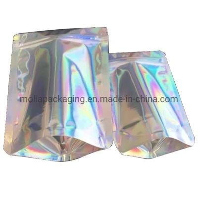Logo Printed Top Zip Holigraphic Film Stand up Smell Proof Mylar Bag 1oz