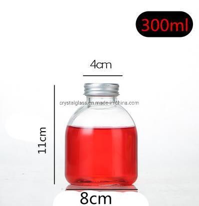 300ml 500ml Round Shape Glass Juice Bottle with Aluminium Caps