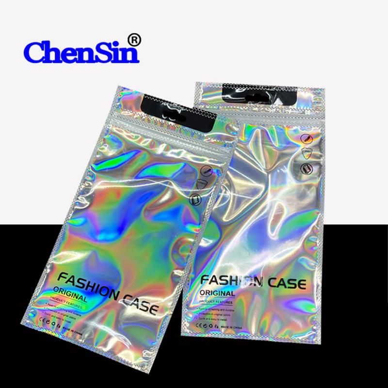 Cell Phone Case Zipper Bag with Holographic Plastic Bag