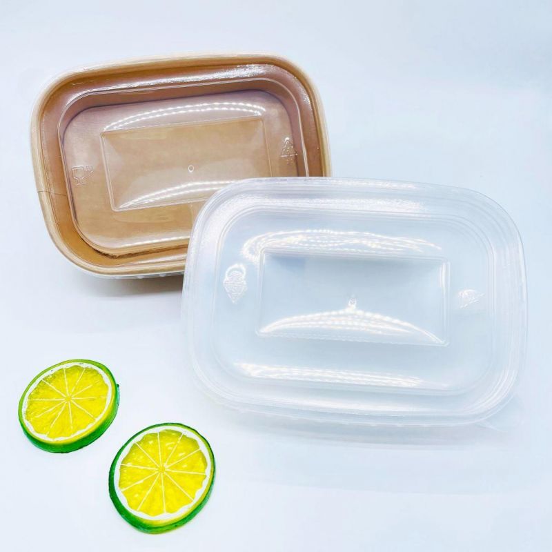 Disposable Microwavable Fruit Salad Lunch Fast Food Container Kraft Paper Rectangular Packaging Bento Food Box