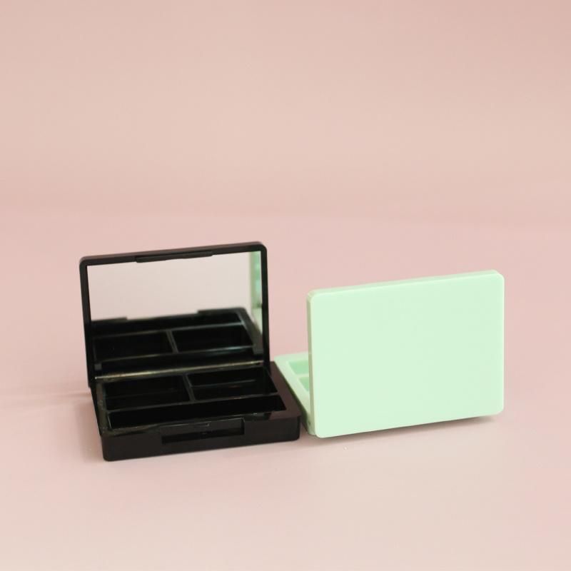 Wholesale Cosmetic Packaging Empty Blush Containers Double Transparent Eyeshadow Case with Mirror