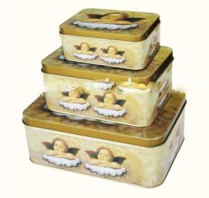 Rectangular Set 3 Tin Boxes for Gift