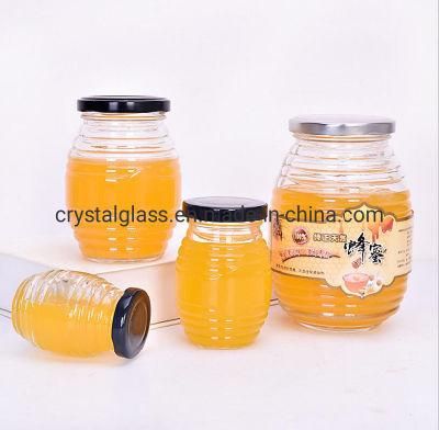 100ml 200ml 350ml 750ml Honeycomb Glass Honey Jar with Metal Lid Wholesale