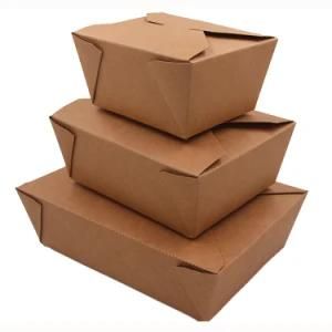 Eco Friendly Disposable and Recyclable Kraft Paper Box Microwavable Boxes Paper Food Take out Paper Containers