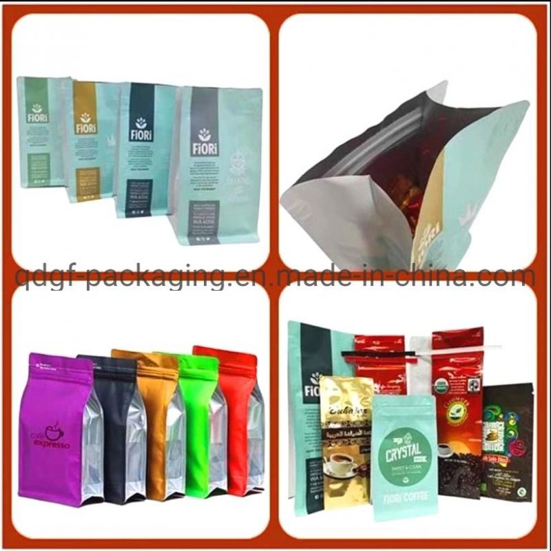 Flat-Bottom Coffee Packaging Bags with Valve for Coffee and Tea Packing