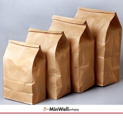 Minwell Custom for Food Grade Kraft Paper Bag Recycled Brown Paper Bag with Logo Printed Kraft Paper Bag Packaging