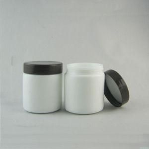 100g White Empty Cosmetics Cream Glass Jars with Black Plastic Cap