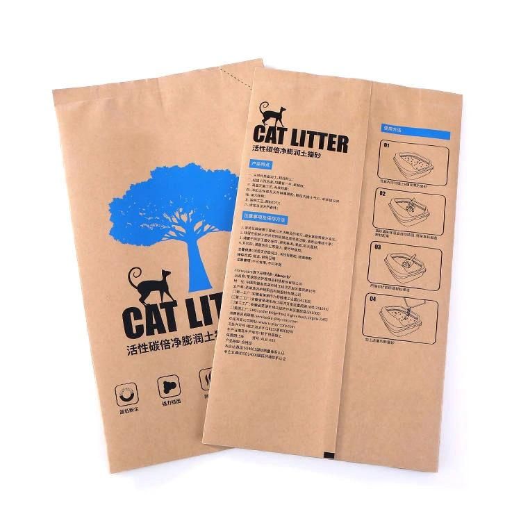 Custom Kraft Paper Laminated PP Woven Packaging Bags 10kg 20kg 25kg Litter for Cat