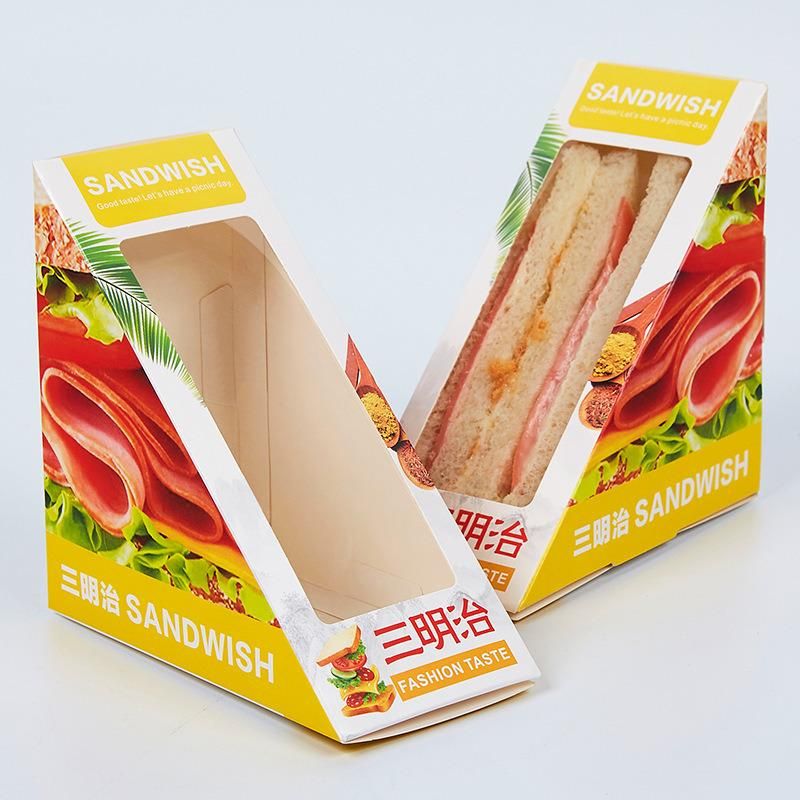 Food Grade Custom Logo Printing Plastic Window Paper Box for Cake Packaging