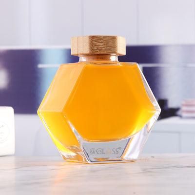 250ml Hexagonal Glass Honey Jar with Wooden Dipper