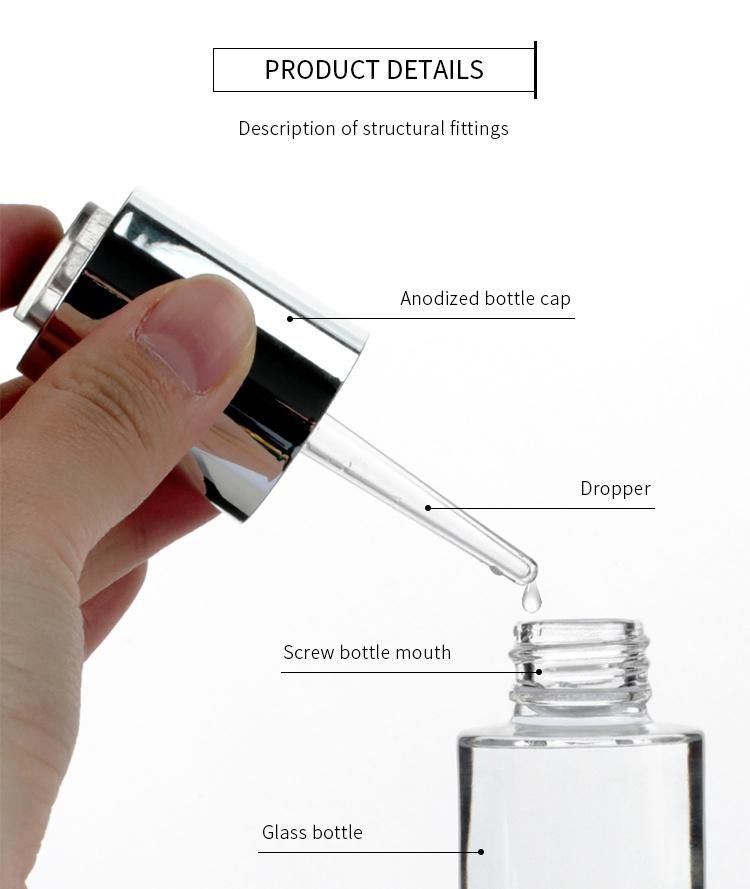Wholesale Round Clear Glass Rotate Press Squeeze Dropper Eye Essential Oil Bottle 20 Ml for Sale
