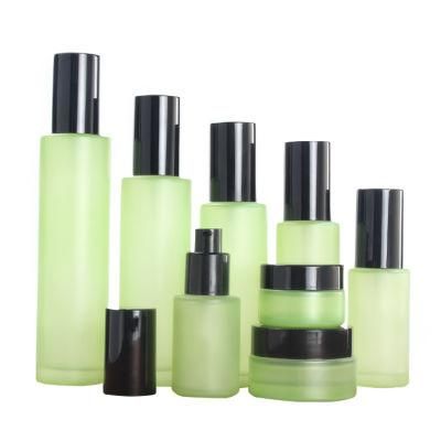 Grenn Frosted Body Lotion Pump Bottle Glass Frosted Spray Bottle Cosmetic Packaging Set