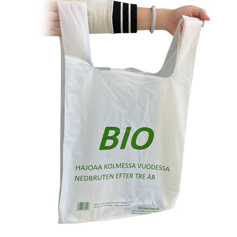 Yurui Biodegradable Eco Friendly Compostable Custom Logo Printing Plastic Food Packaging Flat Plastic Trash Garbage Bags Fully Degradable Packaging Bag