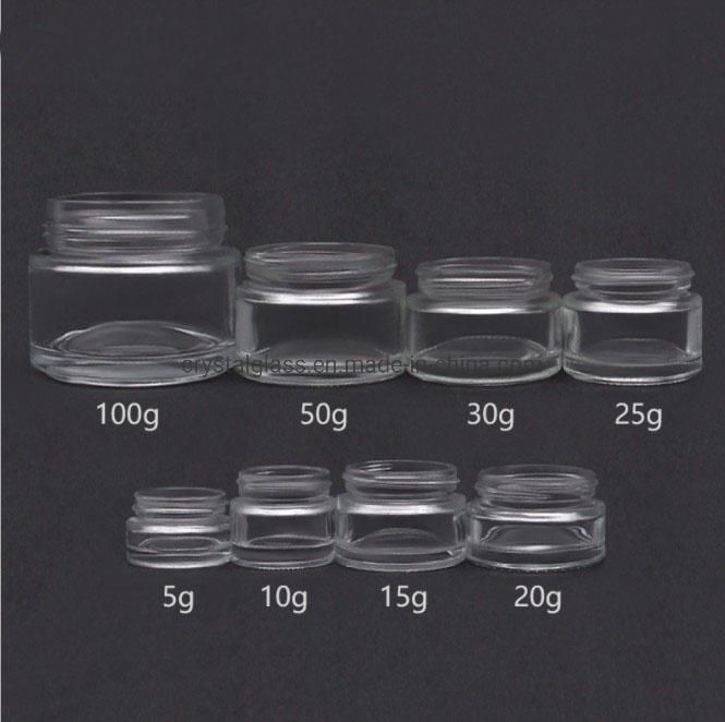 20g 50g Clear Glass Cosmetic Jar for Skin Care Cream Bottle with Aluminium Lid