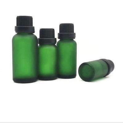 5ml 10ml 15ml 20ml 30ml 50ml 100ml Frosted Green Essential Oil Glass Bottle with CRC Plastic Cover