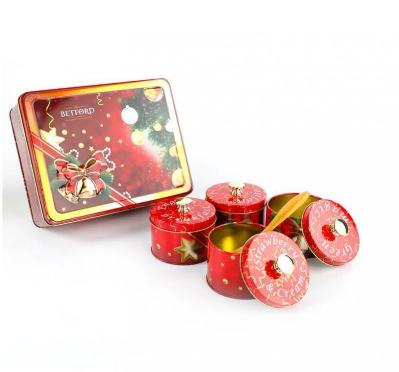 Custom New Small Gift Rectangular Round Metal Tin Box for Tea Package