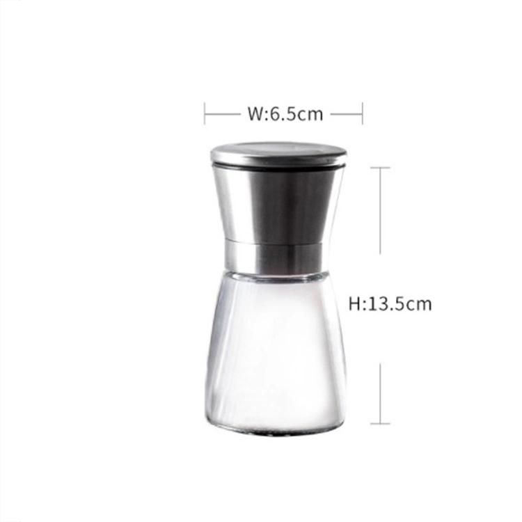 China Supplier 180ml Kitchen Salt Spice Glass Grinder Bottle with Manual Mills Cap