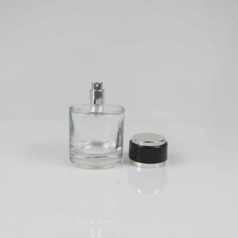 100ml Glass Empty Round Perfume Bottle with Black Cap