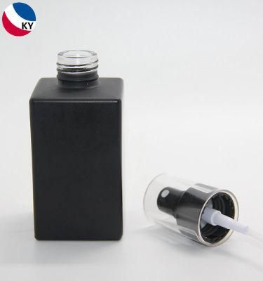 120ml Matte Black Rectangular Cosmetic Packaging Glass Mist Skincare Bottle