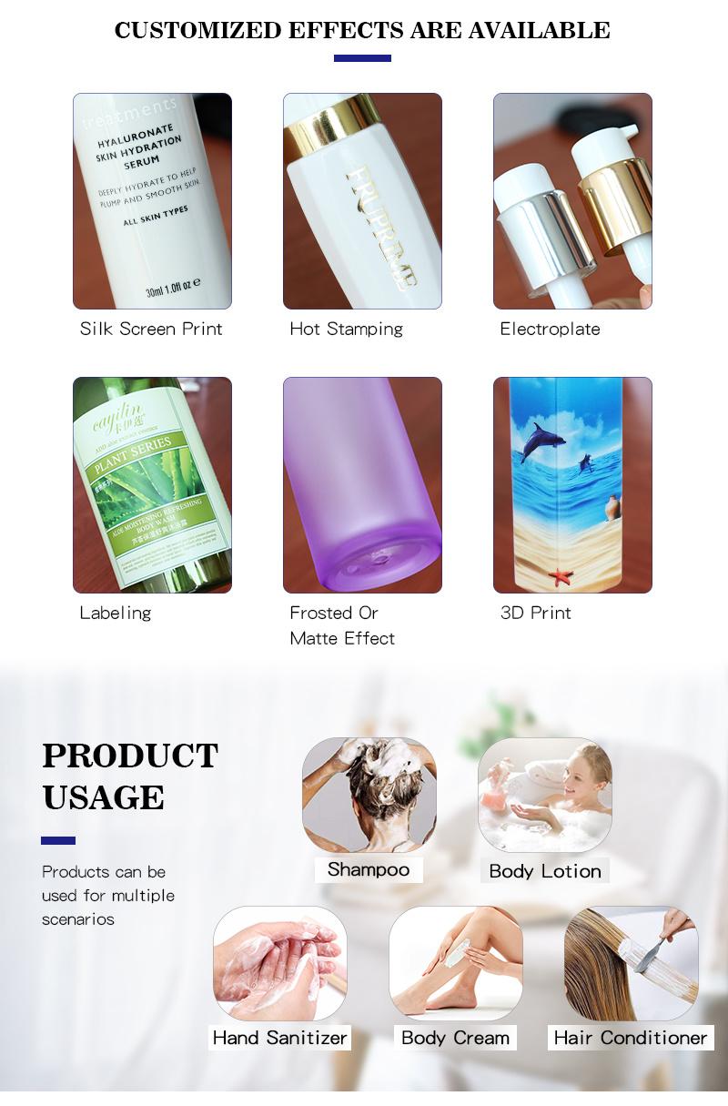 OEM Cosmetic Bottles Pet 500ml 250ml Plastic Conditioner Set Shampoo Soap Bottle