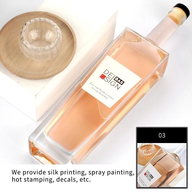 Manufacturers 750ml 750 Ml Empty Clear Thick Bottom Vodka Liquor Glass Bottles with Cork Cap