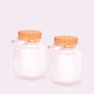 Empty 250ml 8oz Clear/Frosted Bath Salts Glass Jar Container with Wood Cork and Spoon