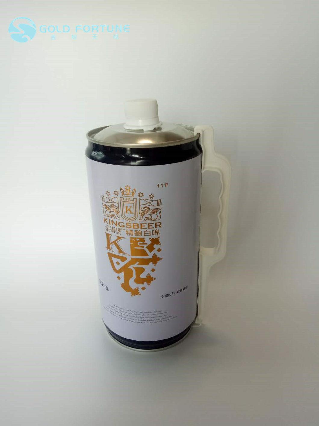 Tinplate Can Large Capacity Beer Can with Plastic Handle and Cap