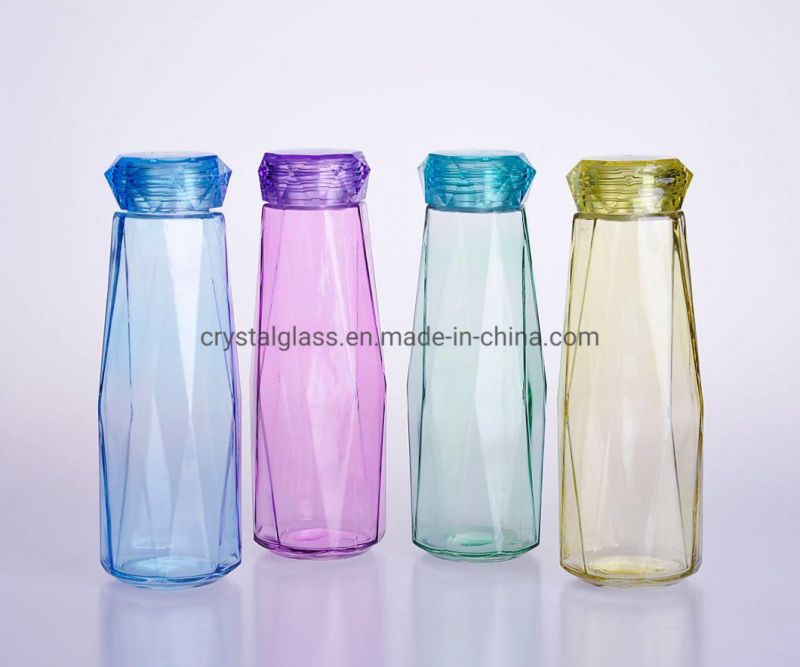 Portable Diamond Shape Creative Promotional 500ml Glass Water Bottle