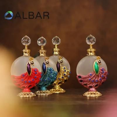 Colorful Peacock Style Attar Oud Glass Bottles for Malaysia MID East Mullins Perfume