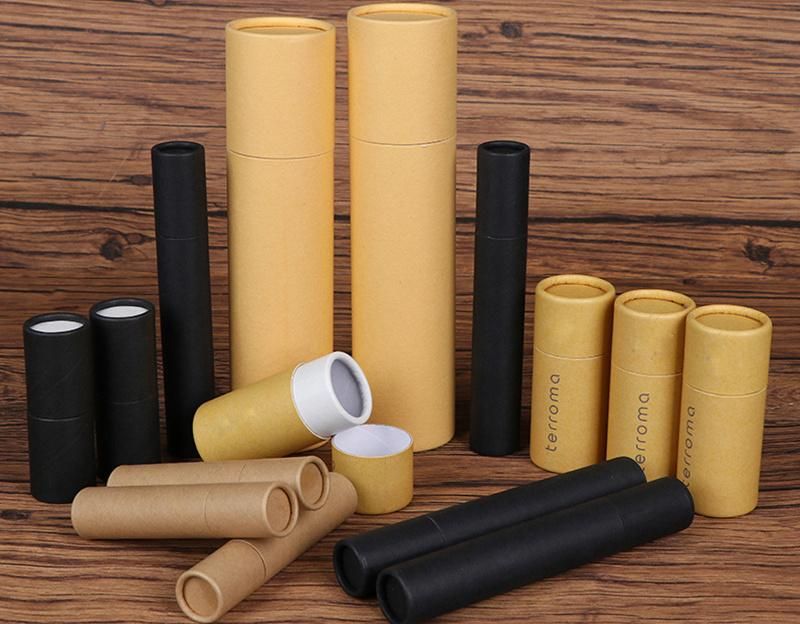 Custom Printing Empty Eco Friendly Round Brown Cosmetic Packaging Kraft Paper Tube for Serum Oil Cosmetic