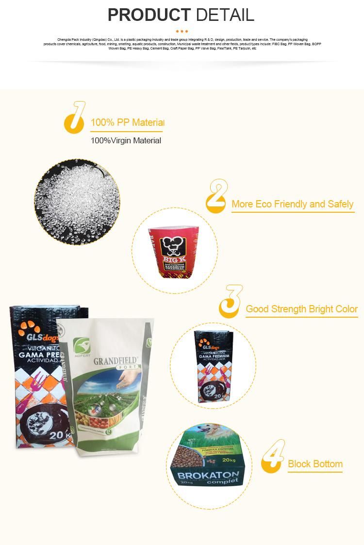 Plastic 25kg BOPP Laminated PP Woven Poly Bags Polypropylene Sack Packaging Rice Flour Fertilizer