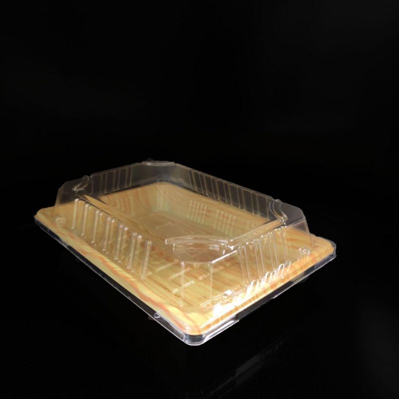 Yellow Sushi Packing Box Plastic Food Tray, Good Quality Sushi box With Transparent Lid