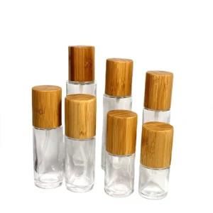 New Design Cosmetic Bottles Glass Bottles with Bamboo Coating