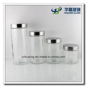 900ml 1250ml 1650ml 2100ml Straight Side Glass Storage Jars with Smooth Silver Lids