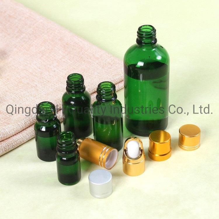 Essential Oil Green Glass Bottles with Screw Caps