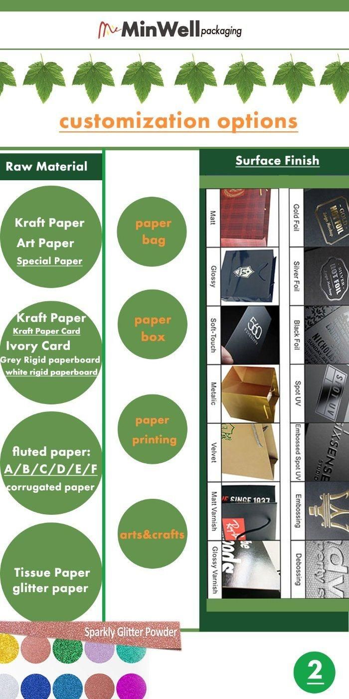 Minwell Pattern Printing Paper Packaging Bags Paper Shopping Bag Durable Kraft Paper Bags