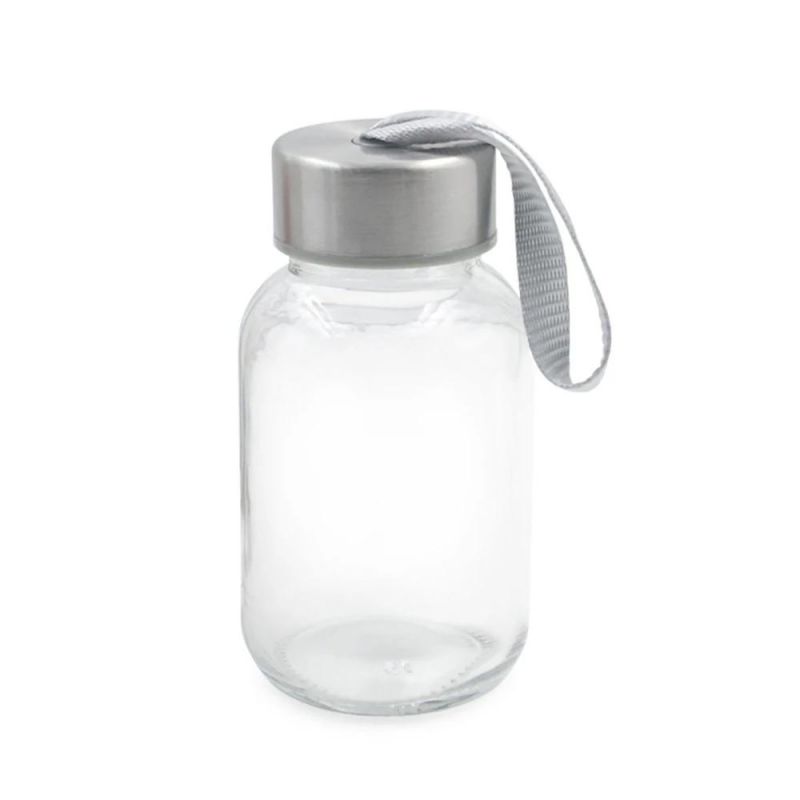 500ml 16 Oz Round Juice Water Glass Bottles with Metal Lids and String