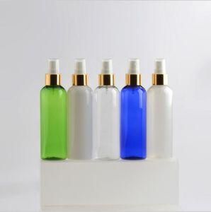 200ml Pet Plastic Round Shoulder Gold and Silver Cosmetic Mist Spray Bottle
