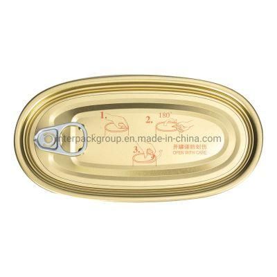 501# Normal Top Golden Oval Lid for 2 Piece Sardine Food Can
